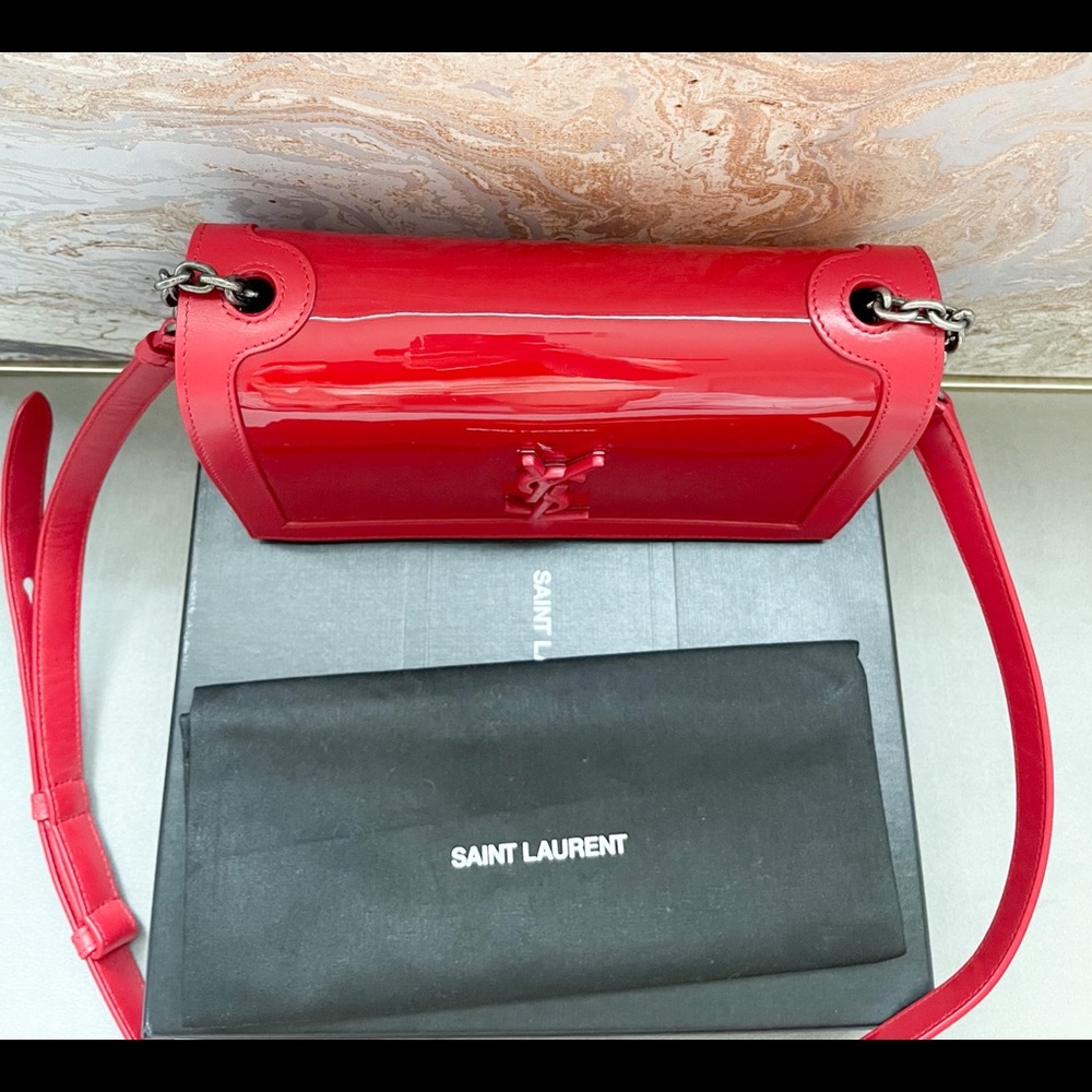 Saint Laurent Book Red Patent Leather Shoulder Bag - Picture 5 of 13